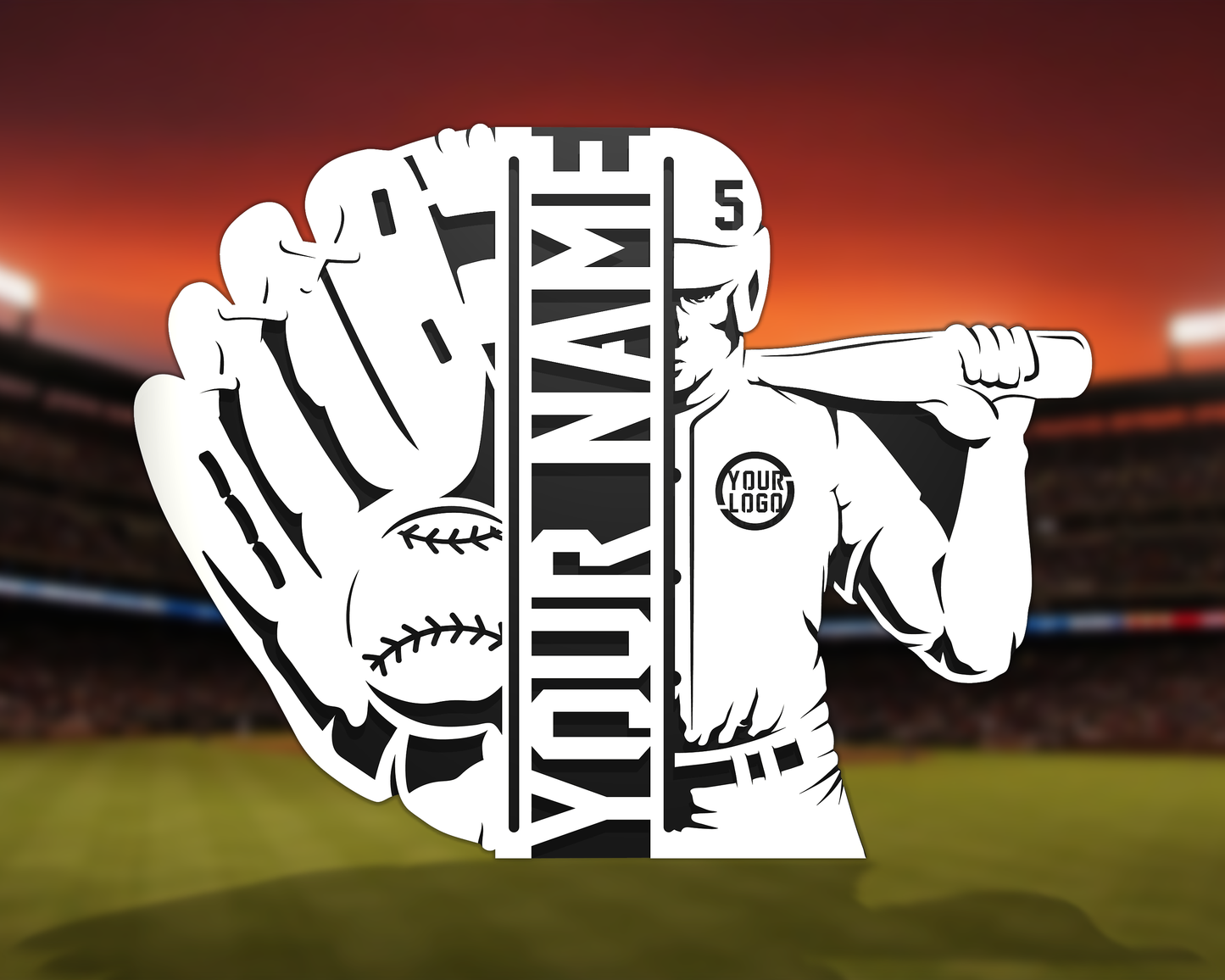Personalized Baseball Player Vertical Name Sign with Number – Custom Team Gift and Room Decor
