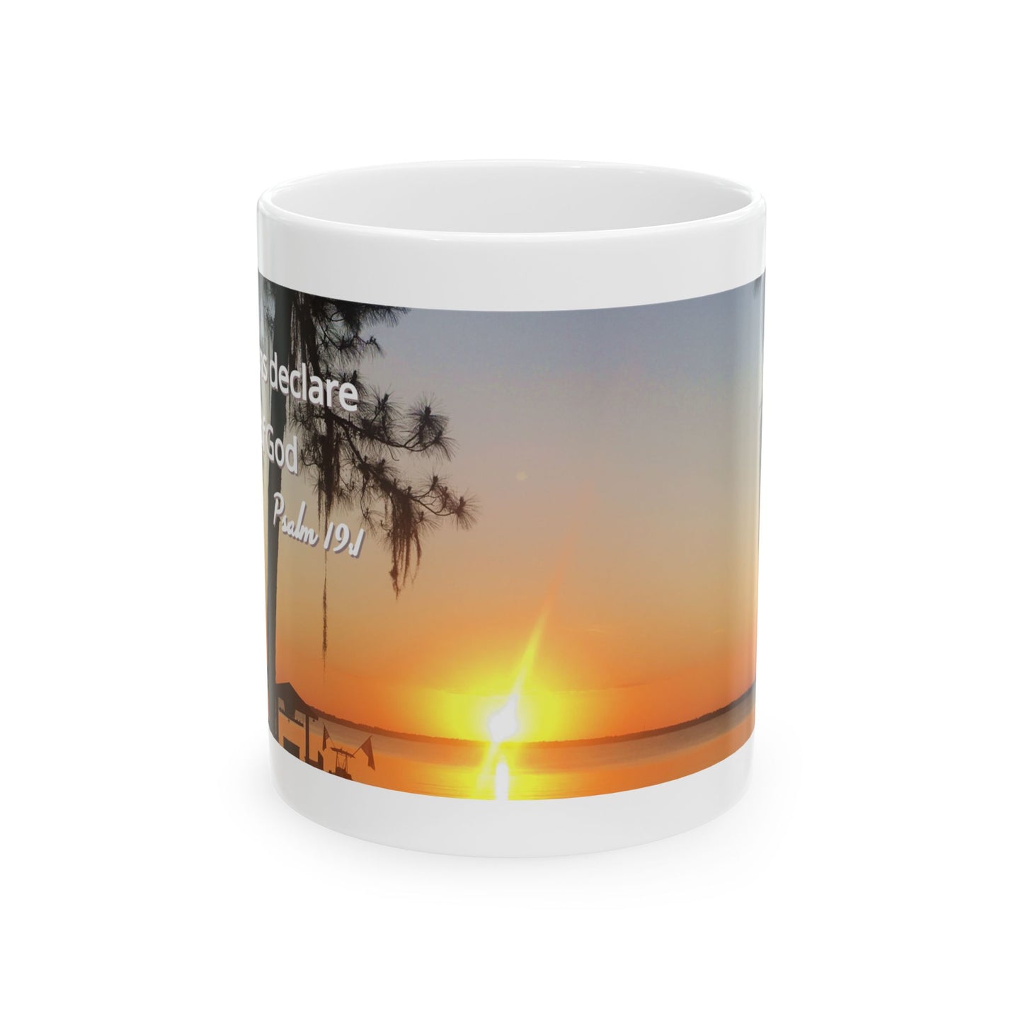 Psalm 19:1 Sunrise Mug – “The Heavens Declare the Glory of God” | Christian Coffee Cup Gift