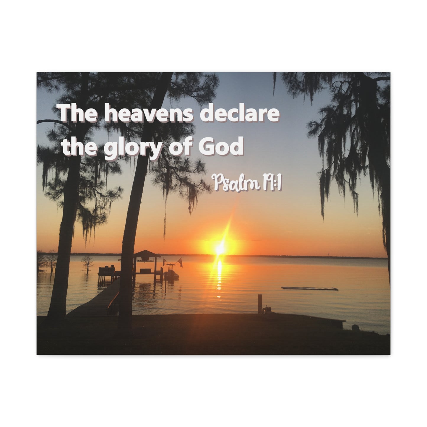 Christian Sunset Canvas Wall Art – Psalm 19:1 Bible Verse – Peaceful Faith Home Decor