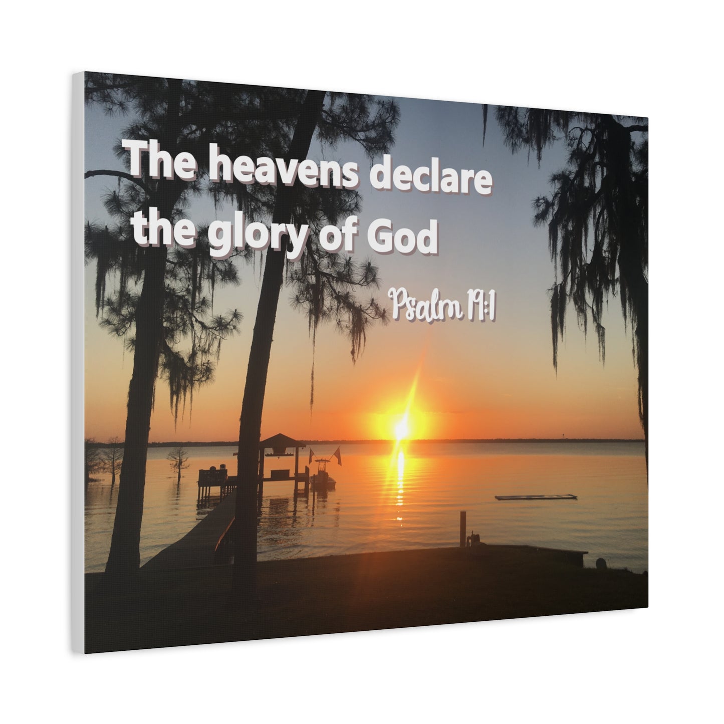 Christian Sunset Canvas Wall Art – Psalm 19:1 Bible Verse – Peaceful Faith Home Decor