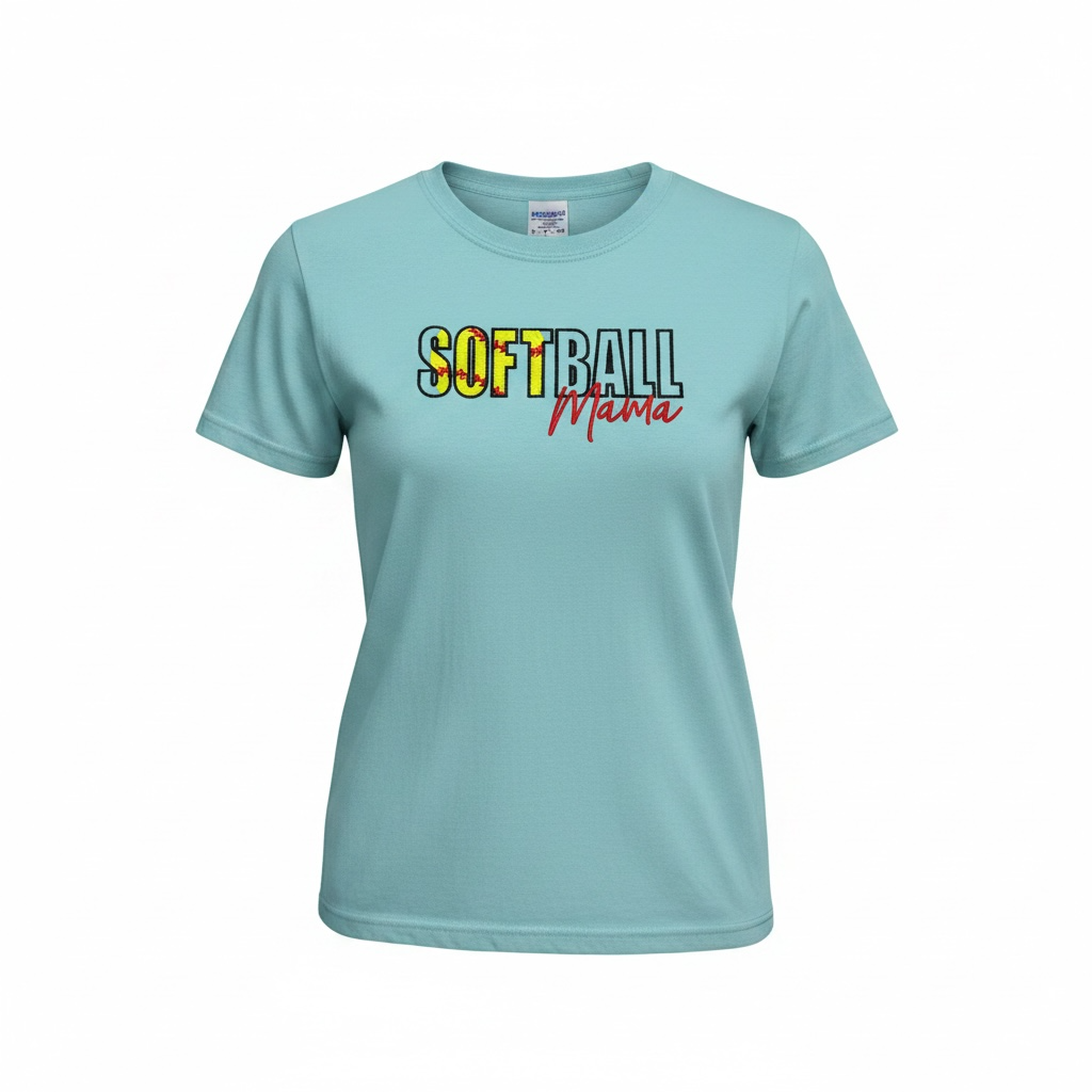 Softball Mama Embroidered T-Shirt – Softball Mom Shirt Gift for Game Day and Team Pride