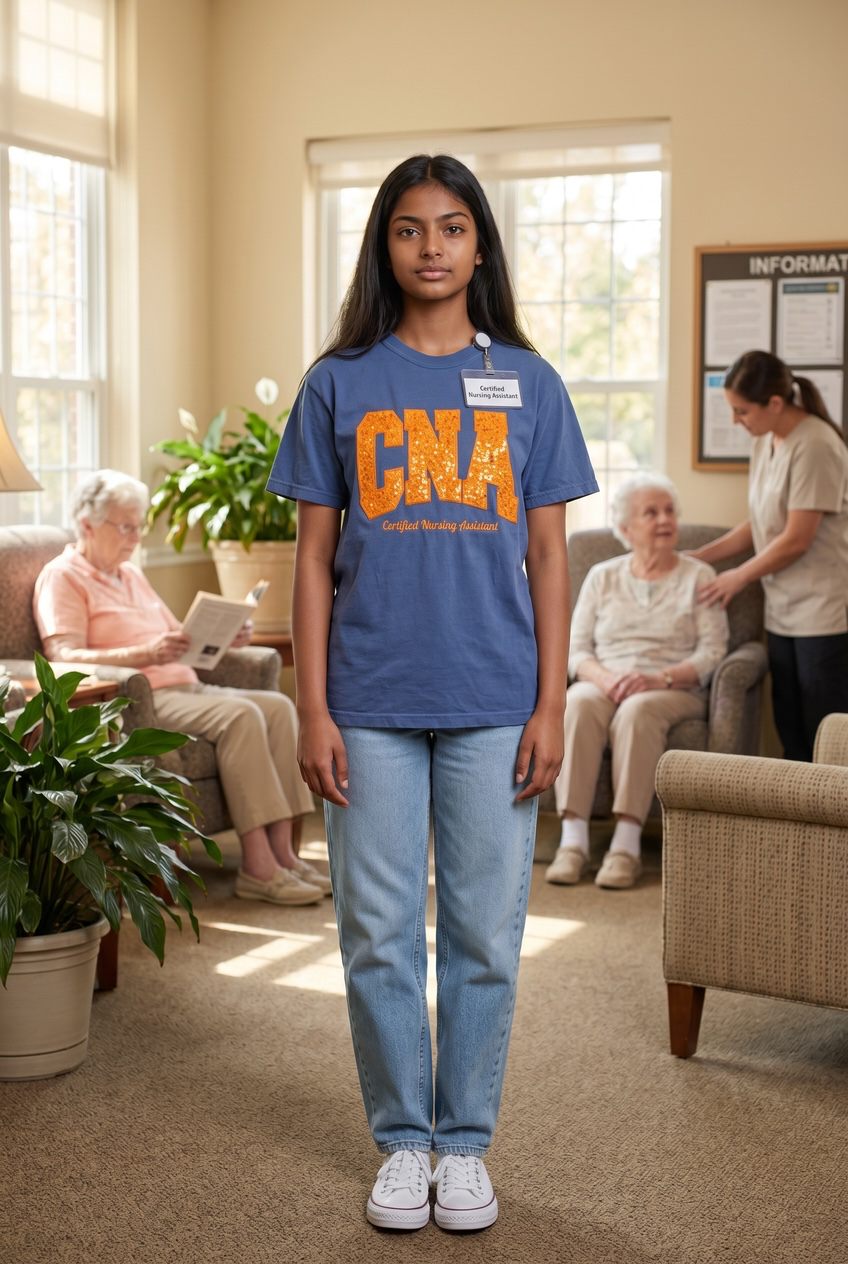 CNA Sequin Appliqué Shirt | Certified Nursing Assistant Shirt