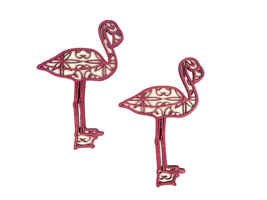 Flamingo Wood Wall Art Pink and White