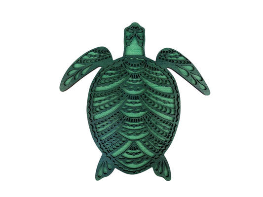 Turtle Wood Wall Art Light Green on Dark Green