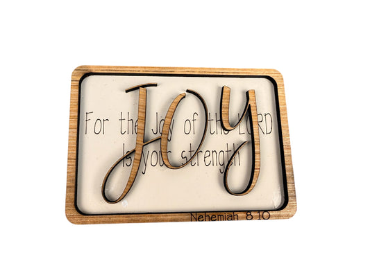 Joy Tabletop Wood Sign – Christian Faith Decor