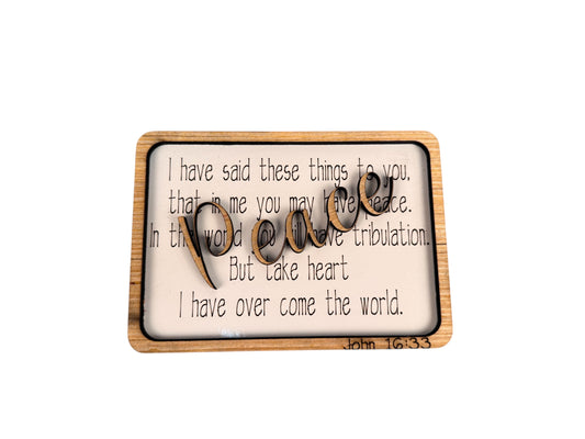 Peace Tabletop Wood Sign – Christian Faith Decor