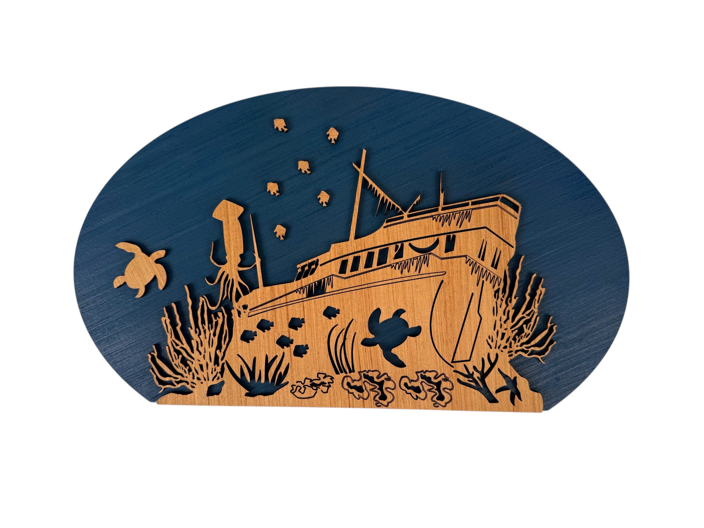 Shipwreck Wood Wall Art Blue and Natural