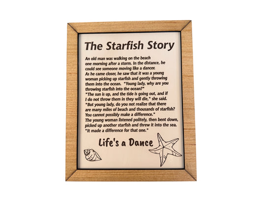 Starfish Story Wood Sign – Inspirational Coastal Decor