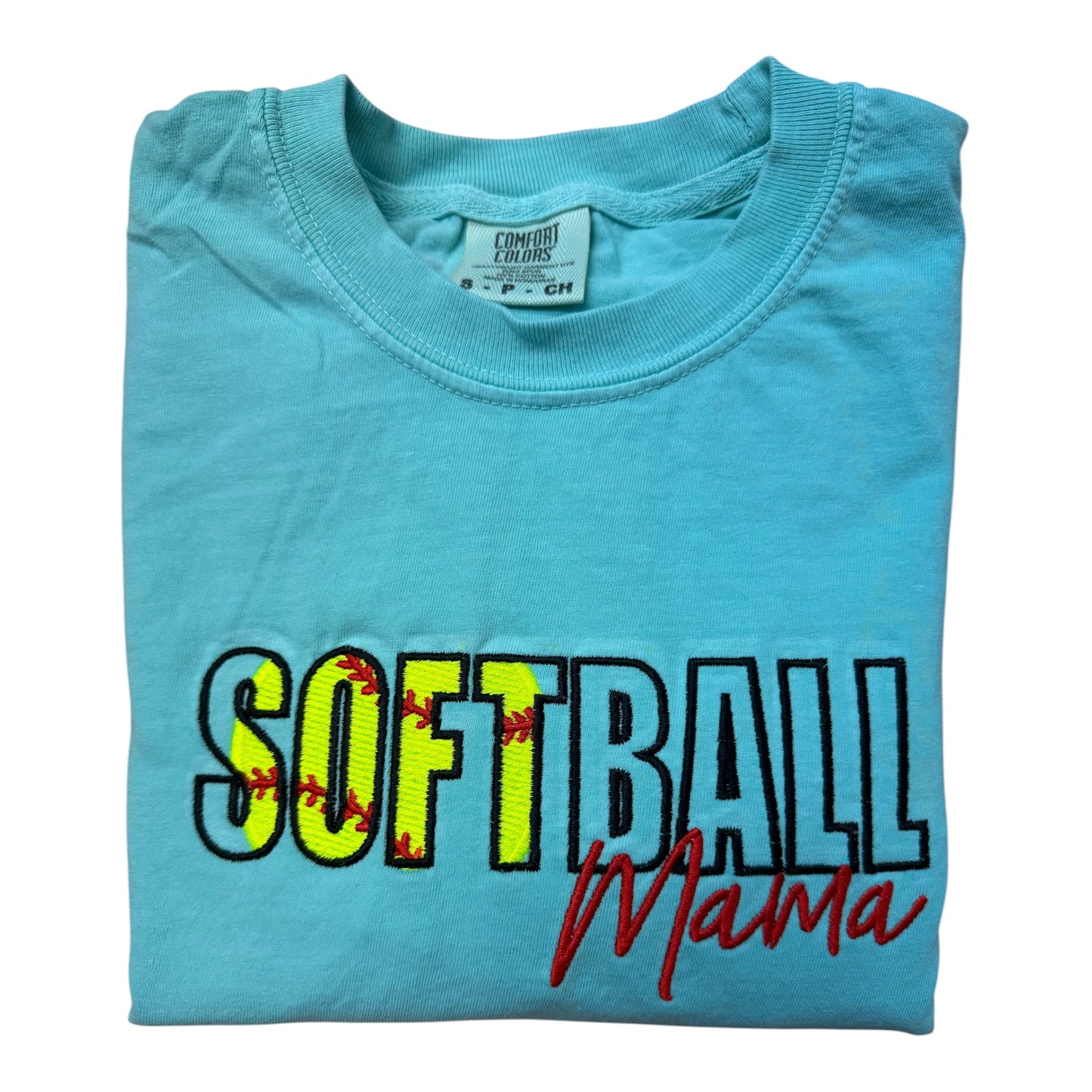 Softball Mama Embroidered T-Shirt – Softball Mom Shirt Gift for Game Day and Team Pride